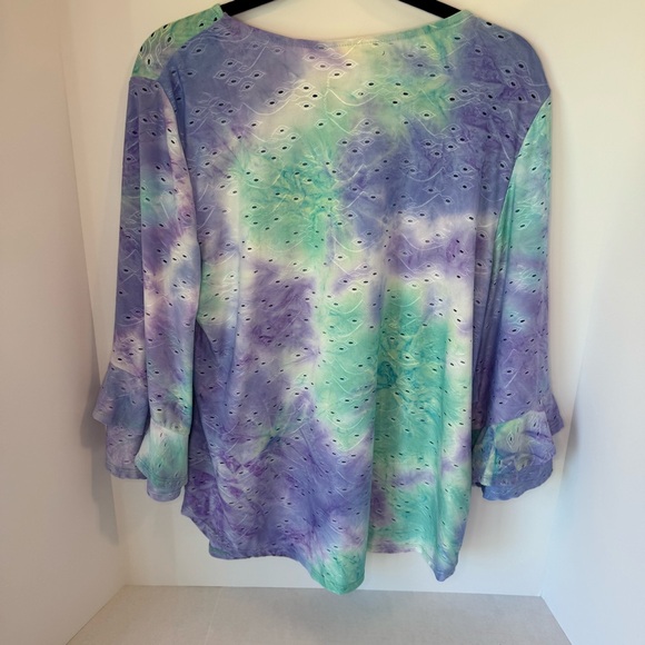 Ruby Rd. Women's Tie-Dye Top -‎ Purple and Green Size Medium Blouse - Picture 5 of 6